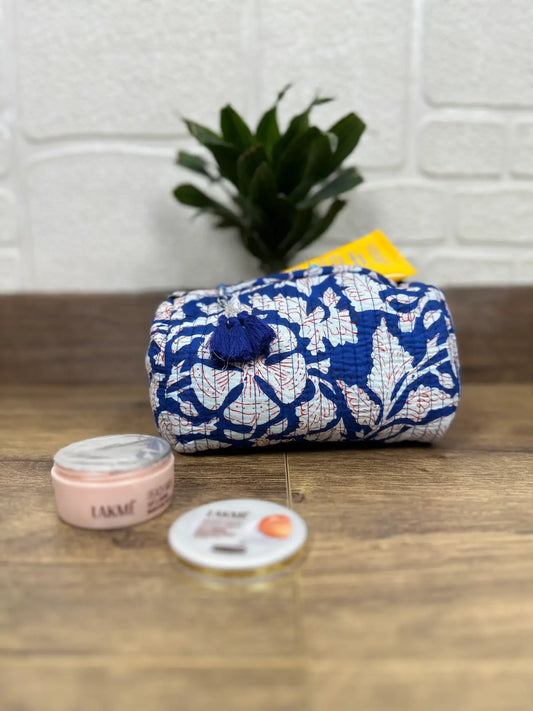 Block Print Toiletry & Makeup Bag | Quilted Wash Bag | Set of 3