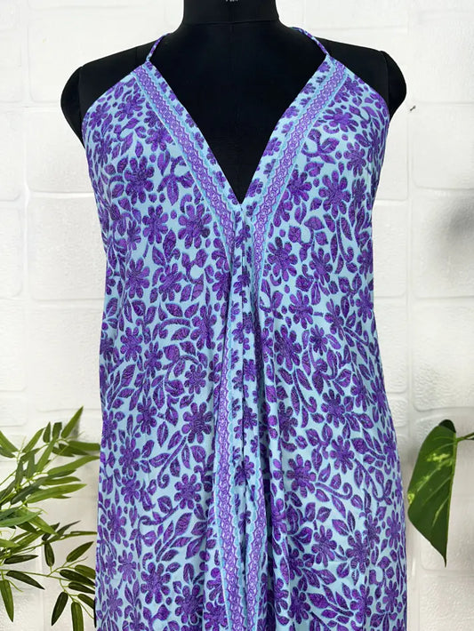 Boho Recycelte Seide Magisches Sommer Maxikleid Strandüberzug