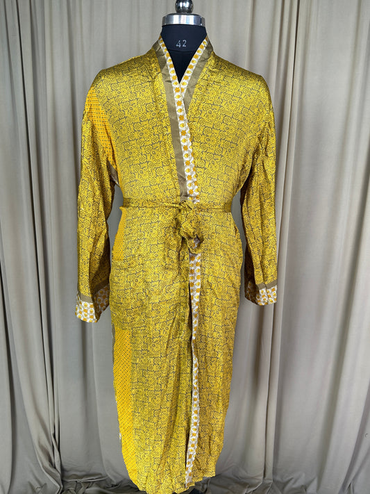 Silky Soft Men’s Kimono Robe | Masculine Elegant Classic Sustainable Vintage House Robe gift, Timeless Comfy Lounge Beach Wear, Green Floral