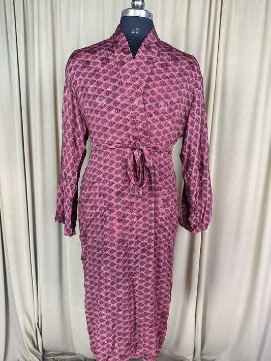 Silky Soft Men’s Kimono Robe | Masculine Elegant Classic Sustainable Vintage House Robe gift, Timeless Comfy Lounge Beach Wear | Pink Floral