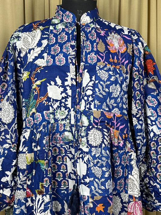 ASSORTED - BLUE HUES | Hand Stitched Patchwork Cotton Dress | Perfect Anniversary Christmas Gift For Her Sister Mother |