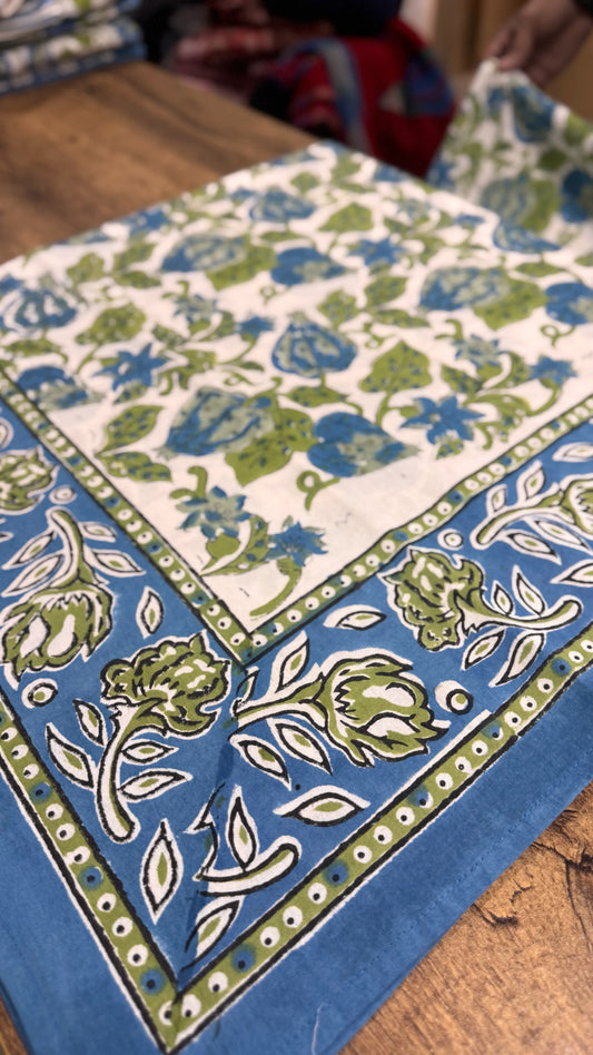 Pure Soft Cotton Bedsheet Set with Pillow Covers | Hand Block Jaipur Floral, Queen King Summer Bedspread, Boho Art Luxurious Home Gift Decor