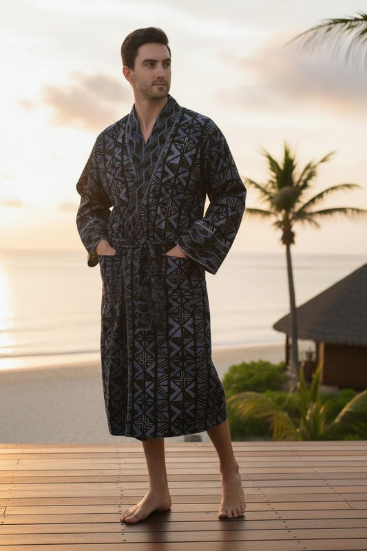 Pure Cotton Handblock Men Kimono | Indian Printed Man House Robe, Boho Beach Coverup Dressing Gown, Lightweight Loungewear, Gift For Him Dad