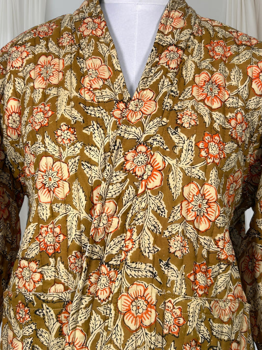 Cotton Quilted Reversible Women Jacket | Free Spirit Bohemian Charm Floral Coat | Earthy Vibes Warm Cozy Fall Winter Outerwear, Gift for Her