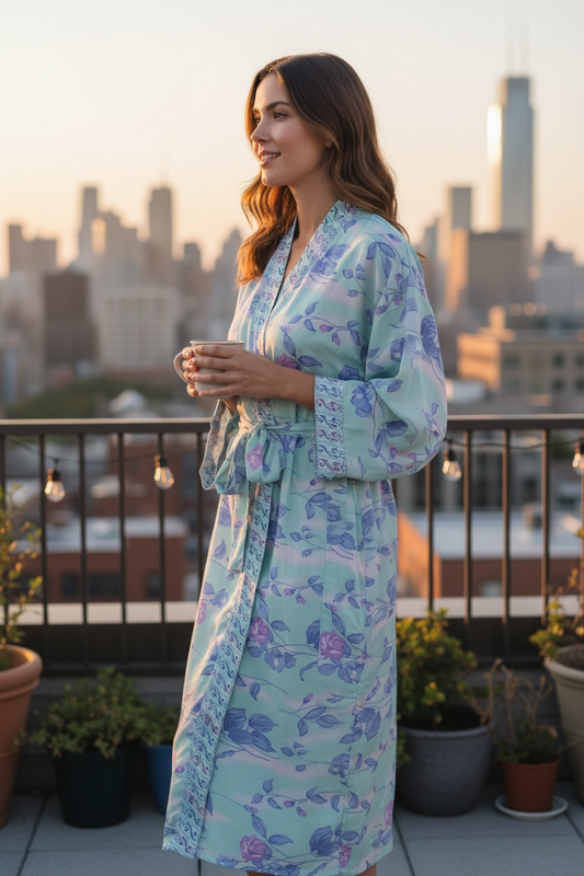 Recycle Silk Sari Women Kimono | Boho Chic Robe House, Beach Cover Up Vintage Bridesmaid Lounge Dressing Gown l Resort Wear Gypsy Nightwear