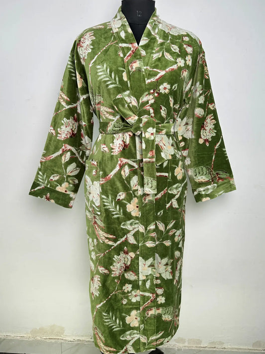 Velvet Womens Kimono | Boho Reversible Dressing Gown with Lining, Bridal Robe & Women's Clothing | Spa Gift for Her, Smoking Jacket for Him
