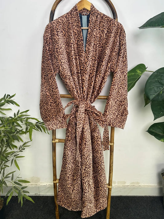 Velvet Womens Kimono Boho Robe | Dressing Gown Reversible With Lining, Kimono Womens Clothing Bridal Robe, Smoking Jacket For Him Spa Gift