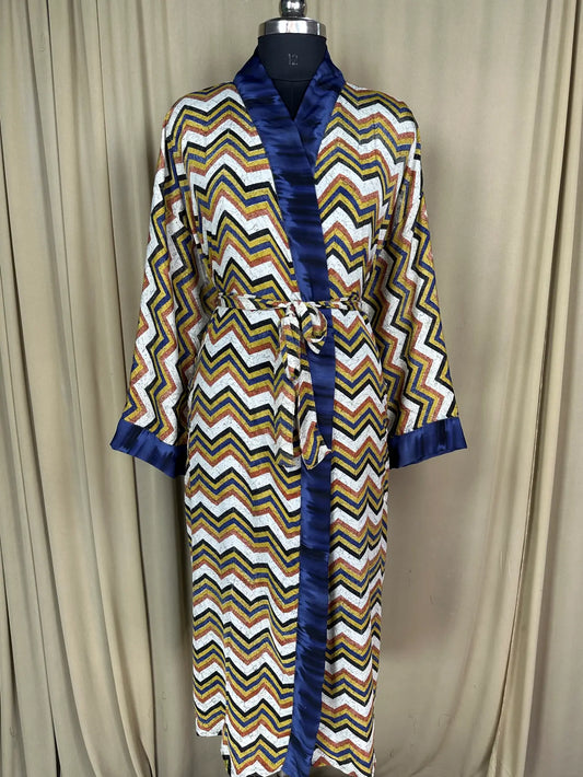 Recycle Silk Sari Women Kimono | Boho Chic Robe House, Beach Cover Up Vintage Bridesmaid Lounge Dressing Gown l Resort Wear Gypsy Nightwear