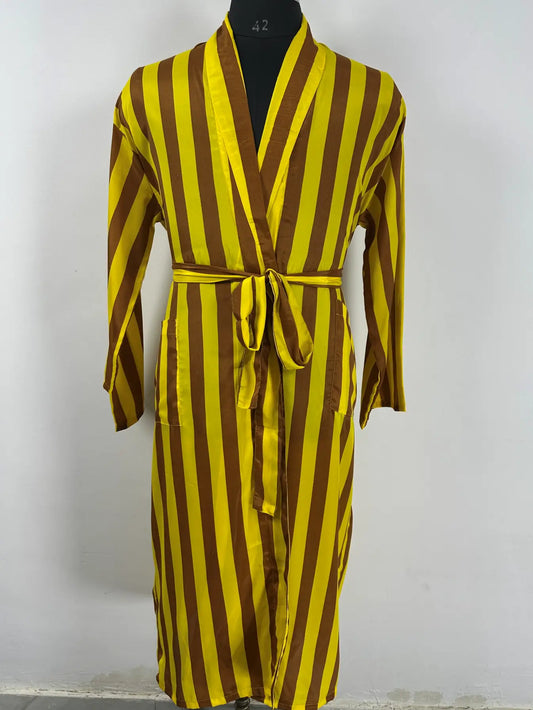 Men's Silk Kimono Bathrobe | Long Lightweight Lounge Robe with Pockets | One Size Comfortable Breathable Spa Resort Beach CoverUp Housecoat