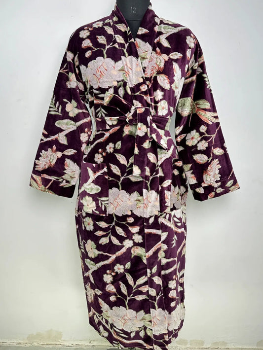 Luxury Velvet Womens Kimono | Boho Reversible Dressing Gown With Lining, Womens Clothing, Bridal Robe, Smoking Jacket For Him, Spa Gift