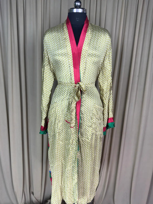 Silky Soft Men’s Kimono Robe, Masculine Elegant Classic Sustainable Vintage House Robe gift, Timeless Comfy Lounge Beach Wear, White Floral