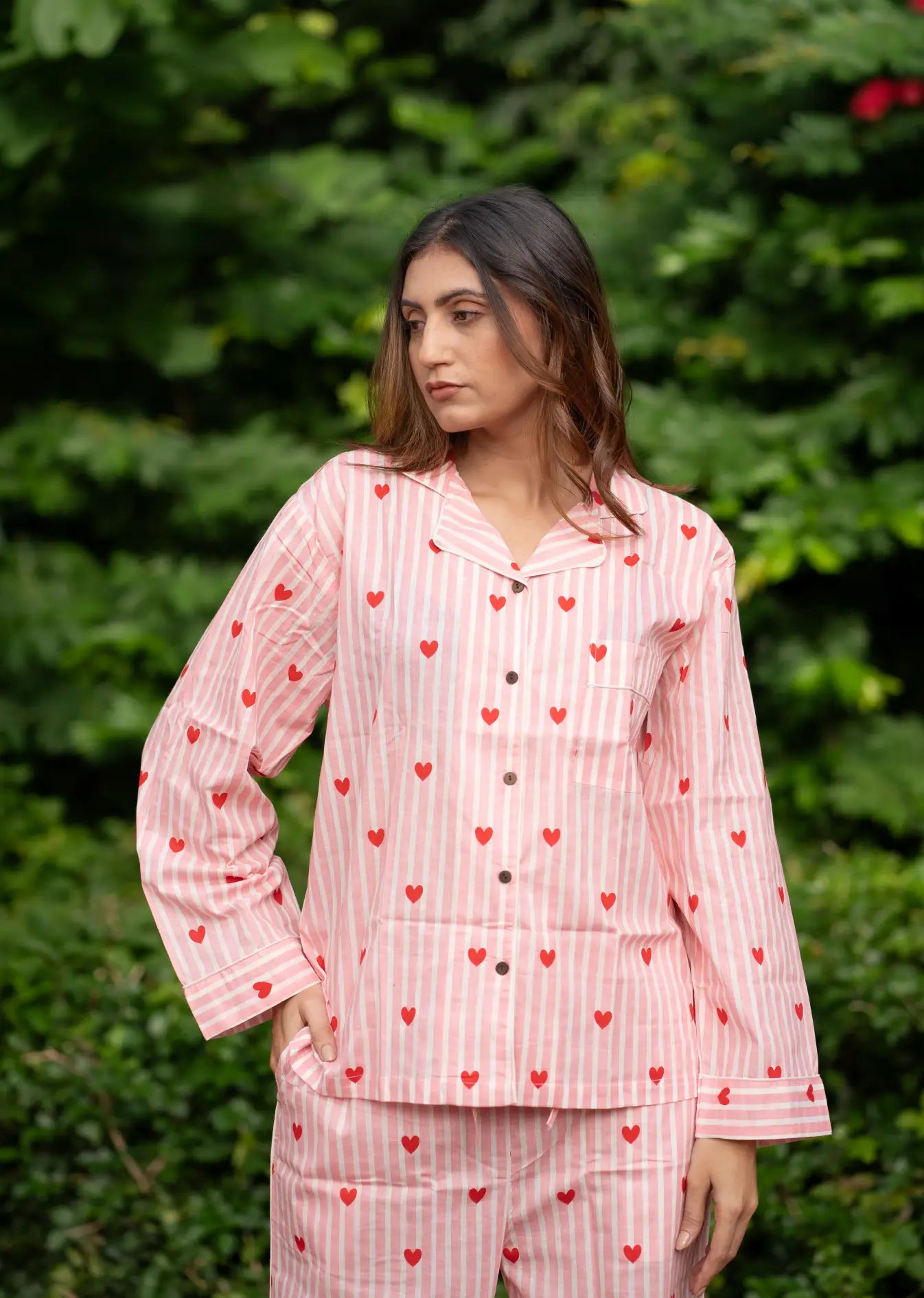 Hand Block Print Cotton PJ Set for Women Soft Lightweight Sleepwear, B