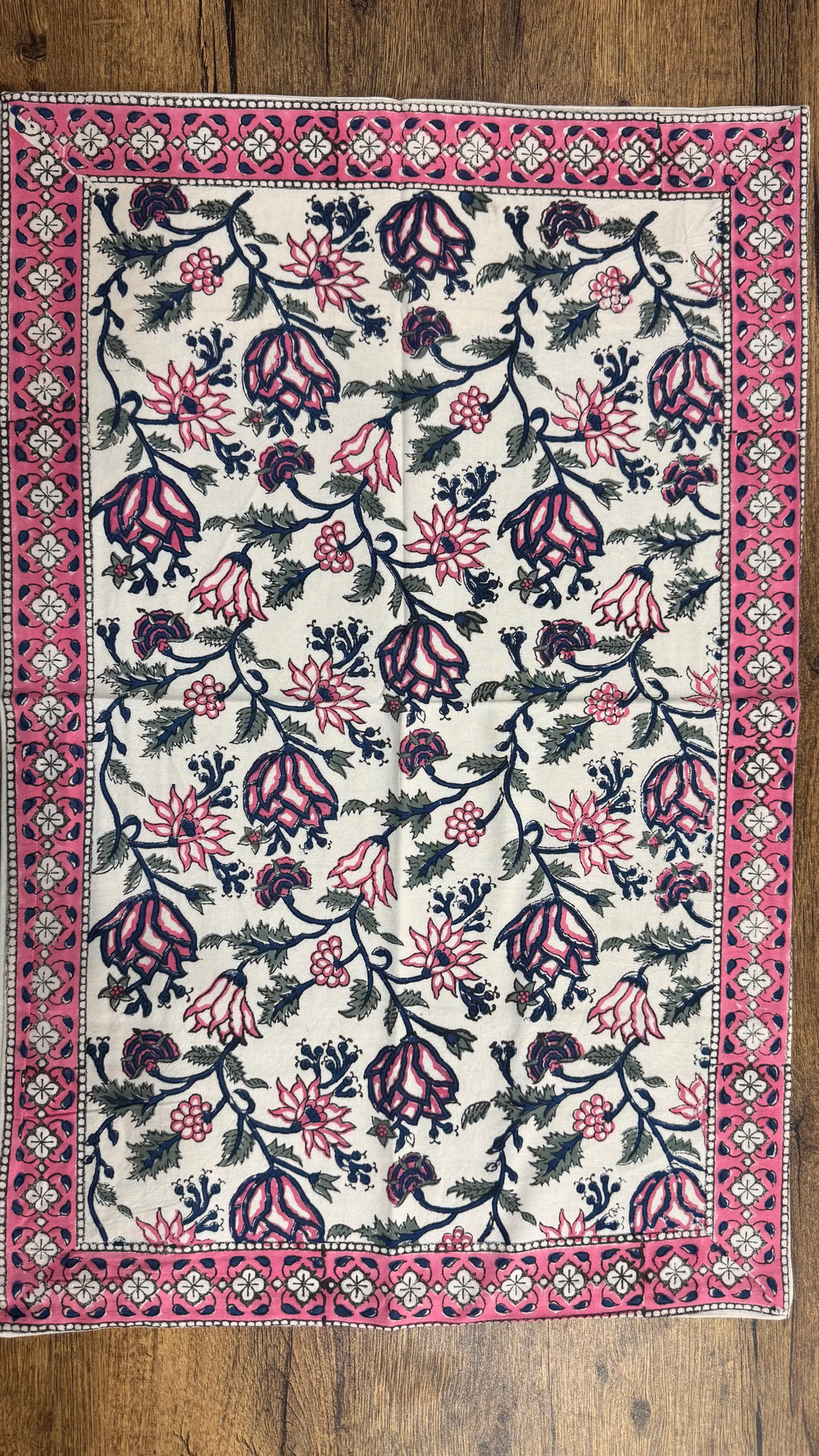 Pure Soft Cotton Bedsheet with Pillow Covers | Hand Block Printed Jaipuri Floral Bedspread Queen King Size Summer Garden Bedding, Mughal Art