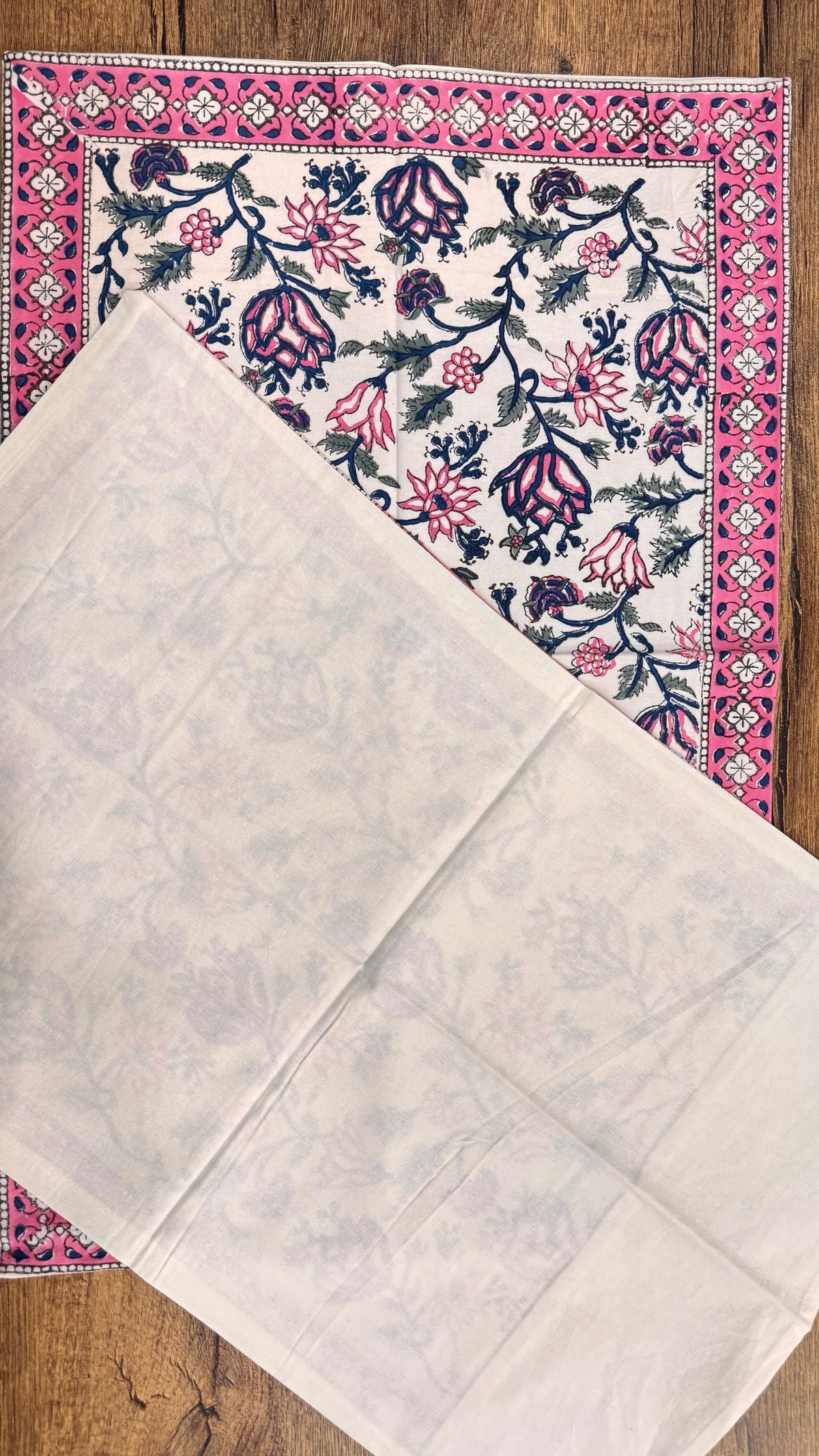 Pure Soft Cotton Bedsheet with Pillow Covers | Hand Block Printed Jaipuri Floral Bedspread Queen King Size Summer Garden Bedding, Mughal Art