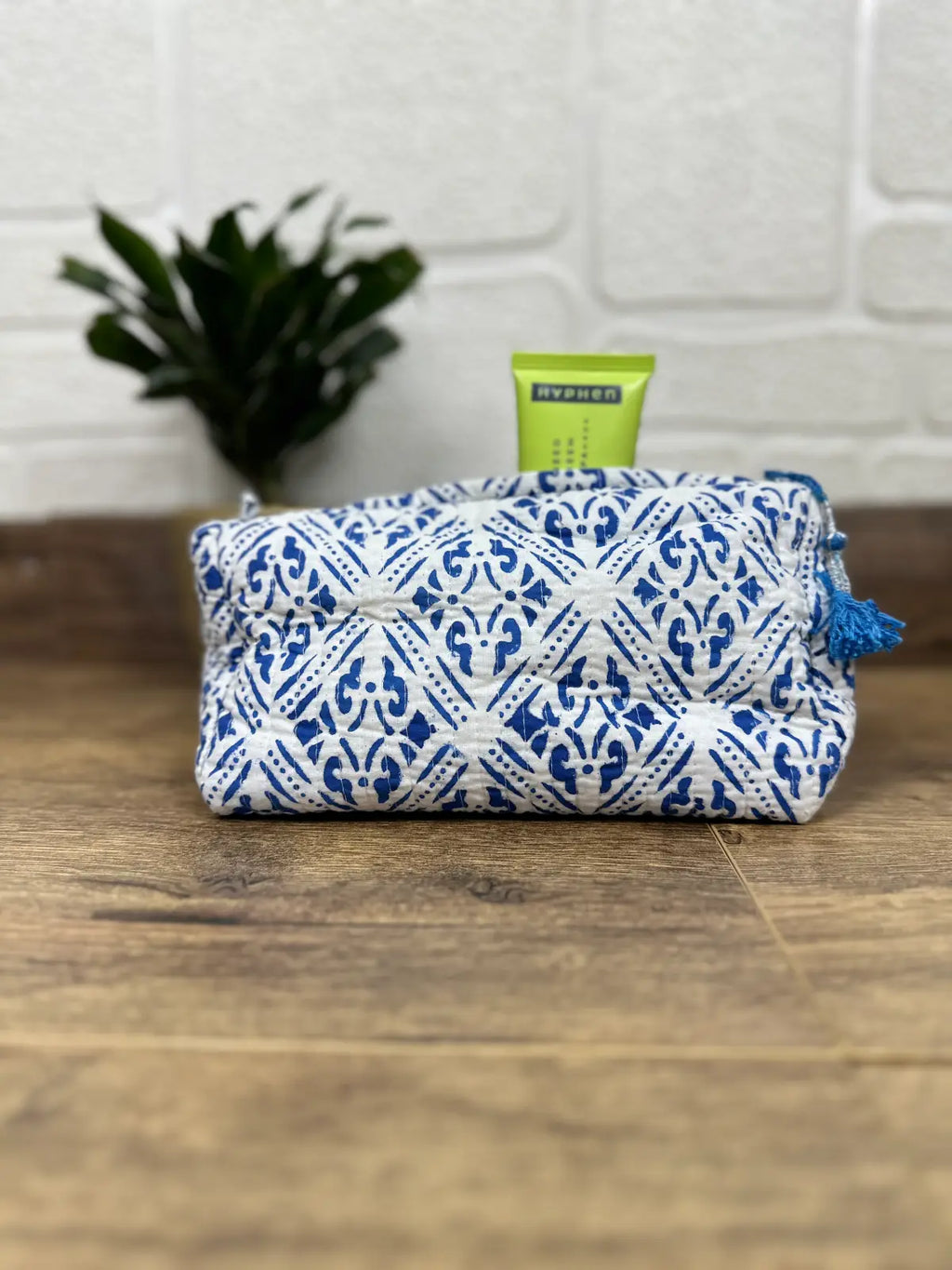block-printed Toiletry & Makeup Bag