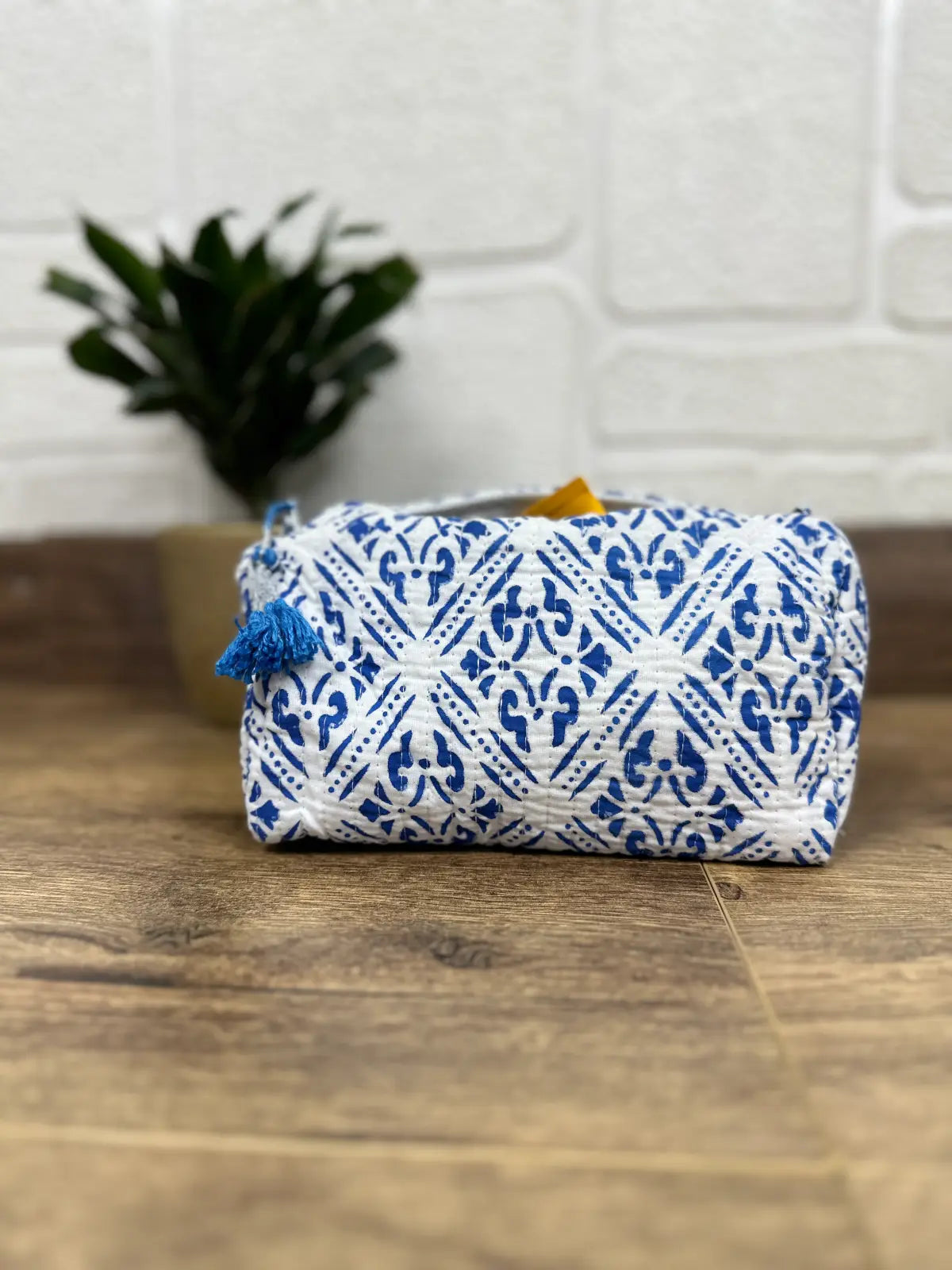 Block Print Toiletry & Makeup Bag | Quilted Wash Bag