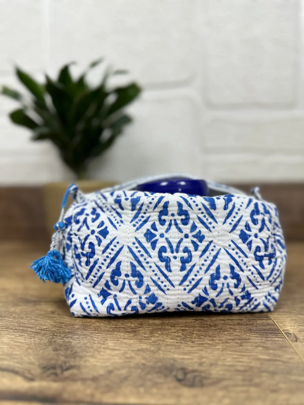 block-printed Toiletry & Makeup Bag