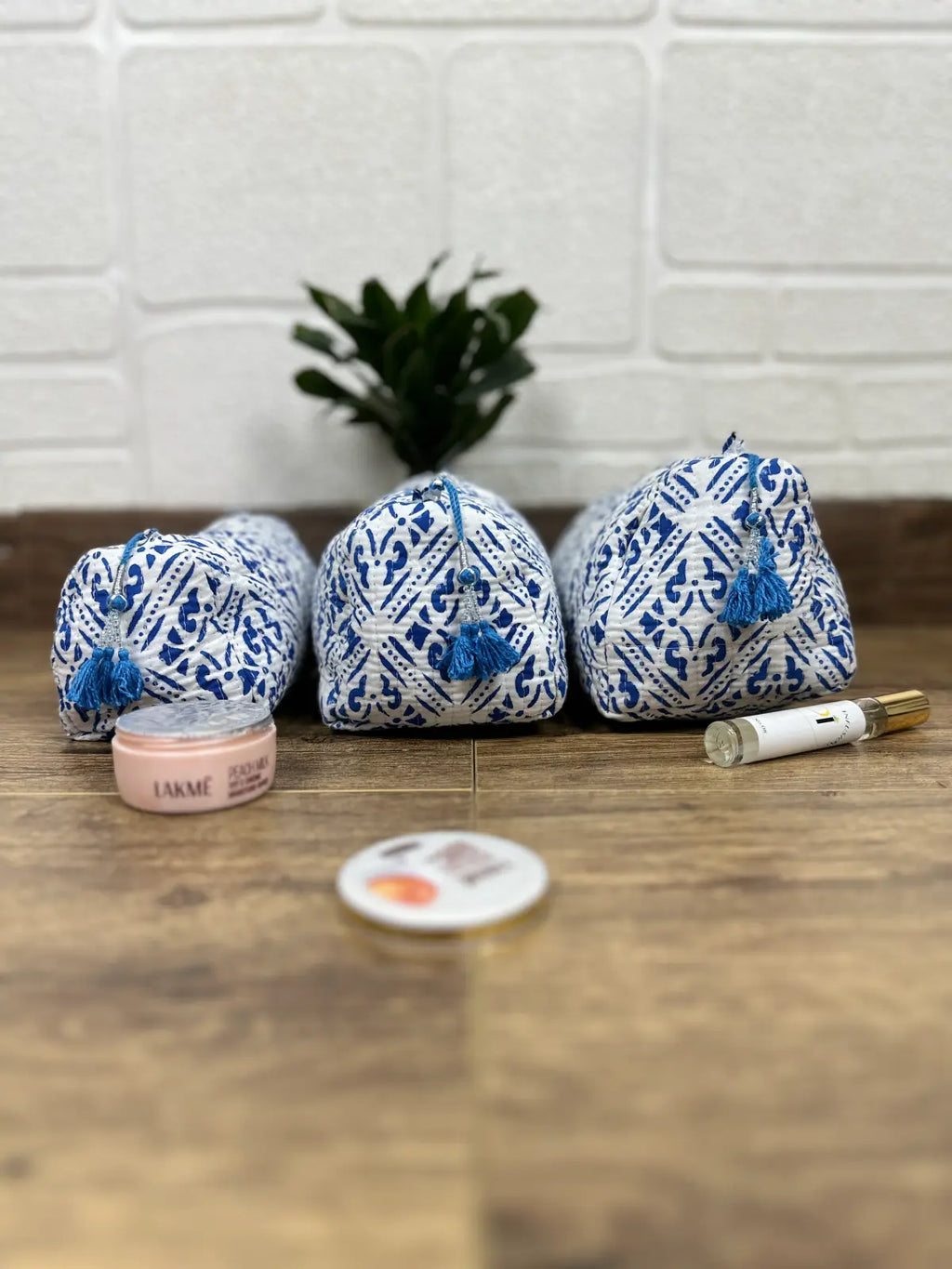 block-printed Toiletry & Makeup Bag