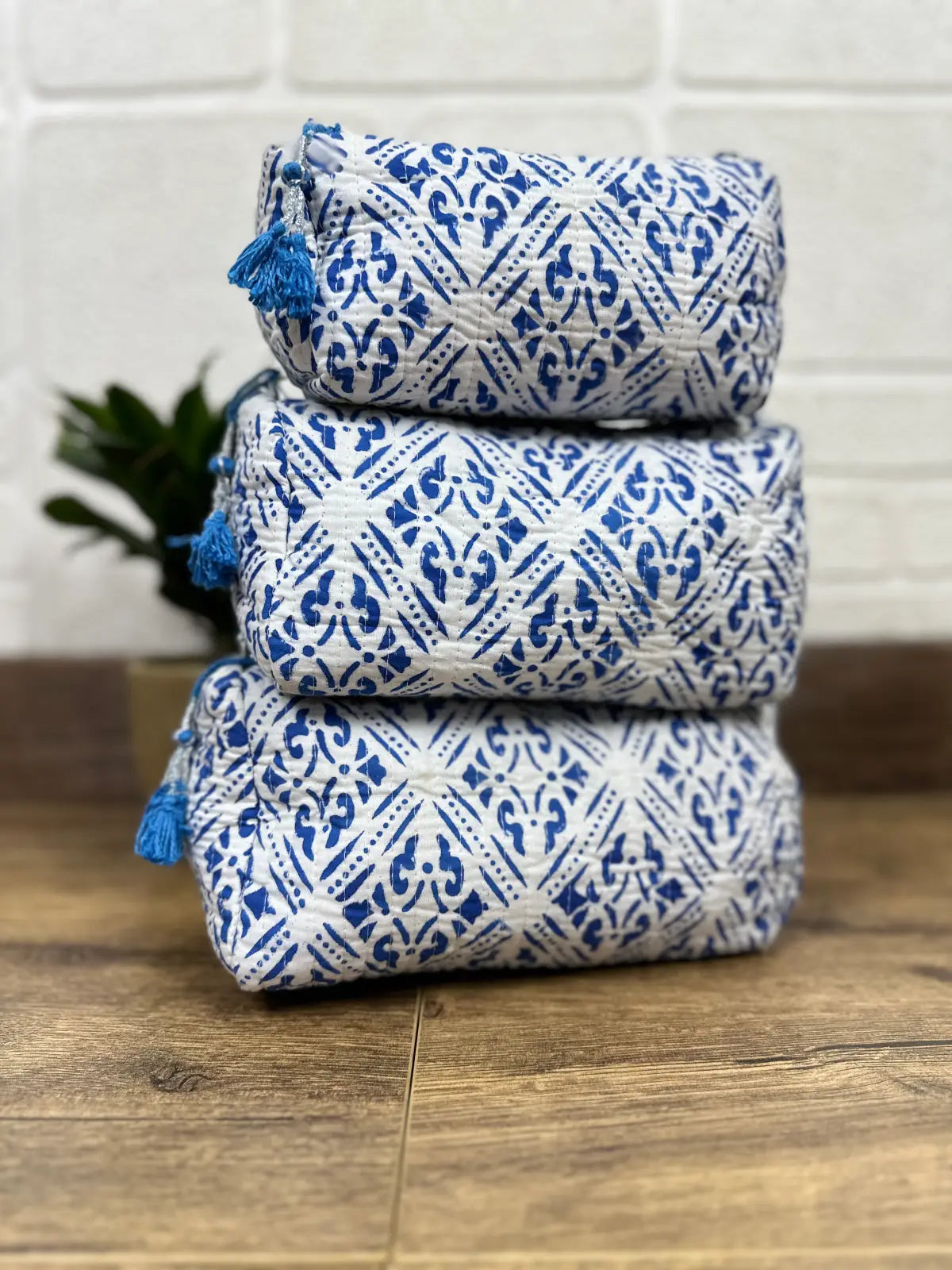 block-printed Toiletry & Makeup Bag