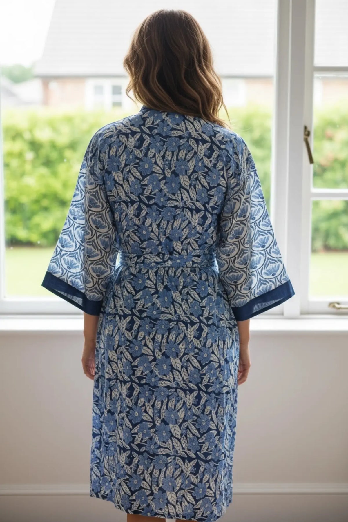 Pure Cotton Handblock Kimono | Indian Printed Summer House Robe, Boho Beach Coverup Kaftan, Bridesmaid Maternity Dressing Gown, Gift For Her