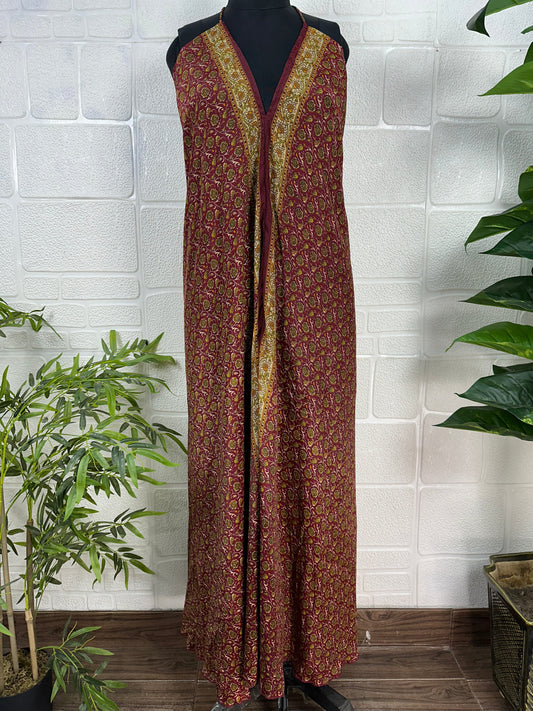 Handmade Floral Halter Maxi Dress: Vintage Boho Sundress