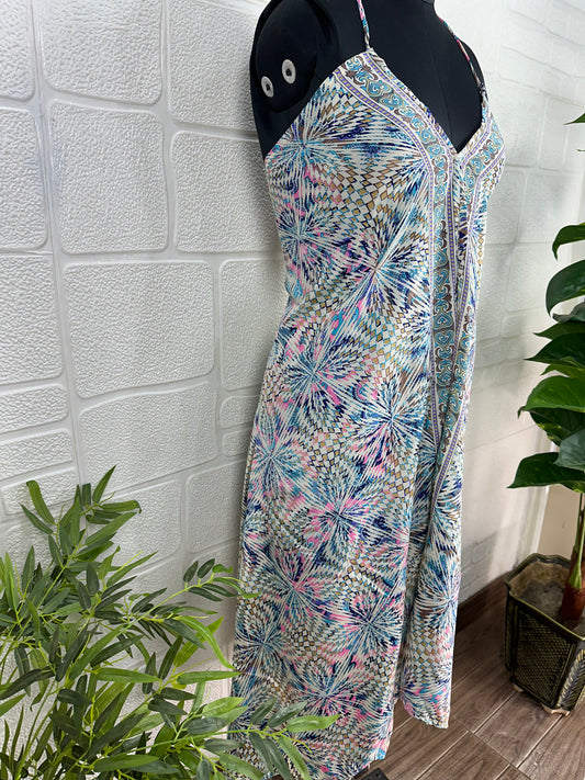 Handmade Floral Halter Maxi Dress: Vintage Boho Sundress