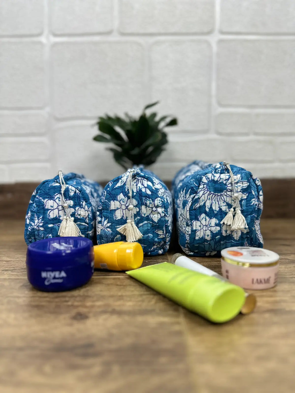 block-printed Toiletry & Makeup Bag
