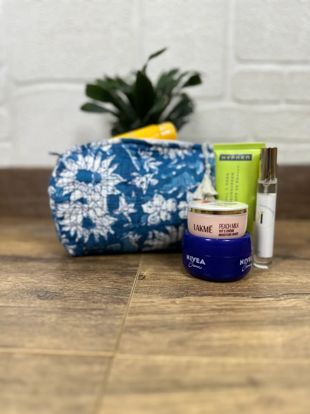 block-printed Toiletry & Makeup Bag