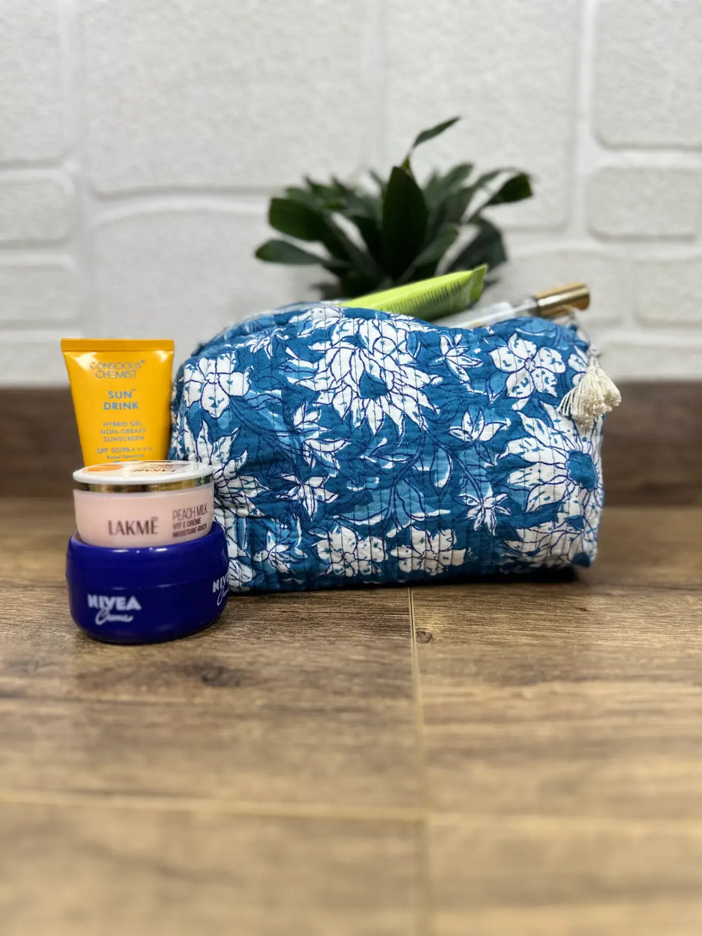 block-printed Toiletry & Makeup Bag