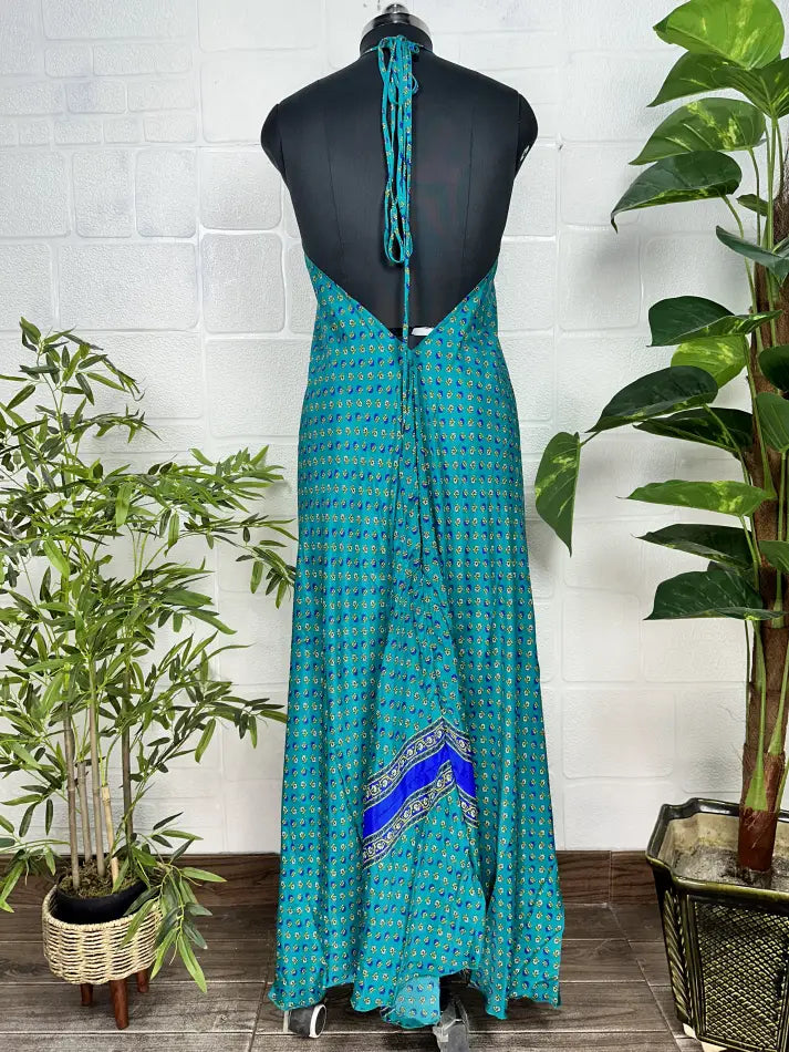 Boho Recycelte Seide Magisches Sommer Maxikleid Strandüberzug