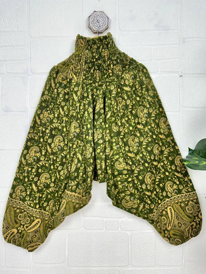 Unisex Yak Wool Blend Harem Pants in paisley