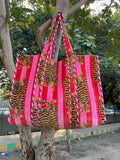 reversible Velvet & Cotton Tote Bag