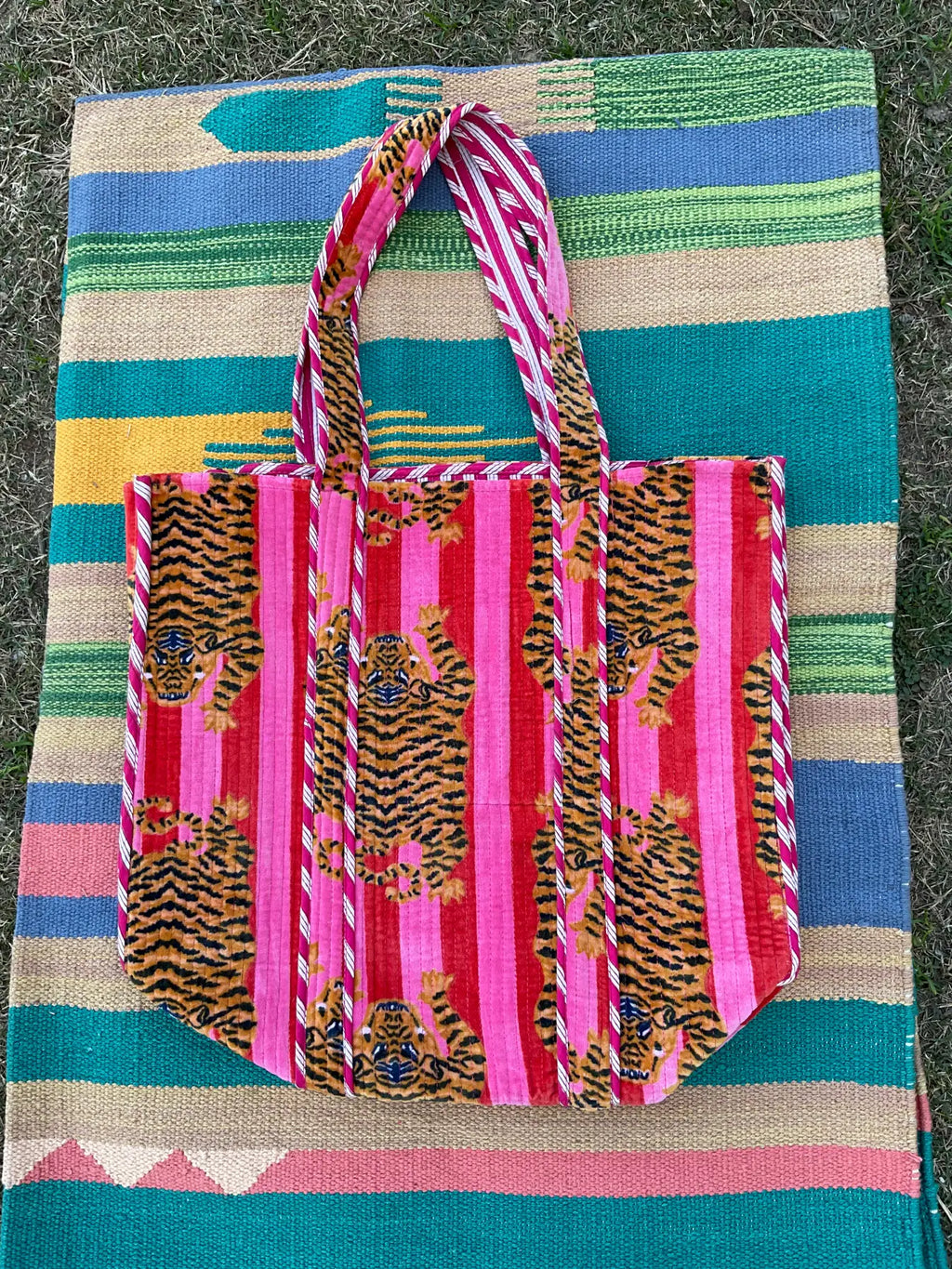 reversible Velvet & Cotton Tote Bag