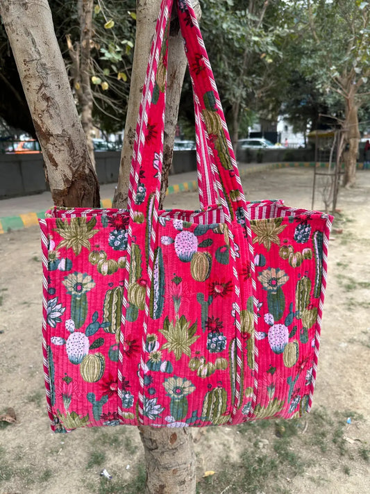 Boho Tote Bag Large Reversible Quilted Velvet Cotton | Beach Weekend Bag Eco friendly Sustainable Sturdy Grocery Shopping Ochre