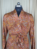 Men's Silky Kimono Robe in red paisley