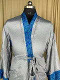 Men's Silky Kimono Robe in gray geometric