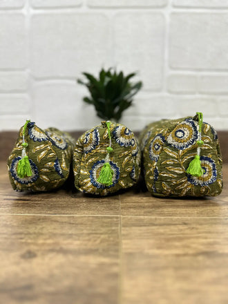 Block Print Toiletry & Makeup Bag | Quilted Wash Bag