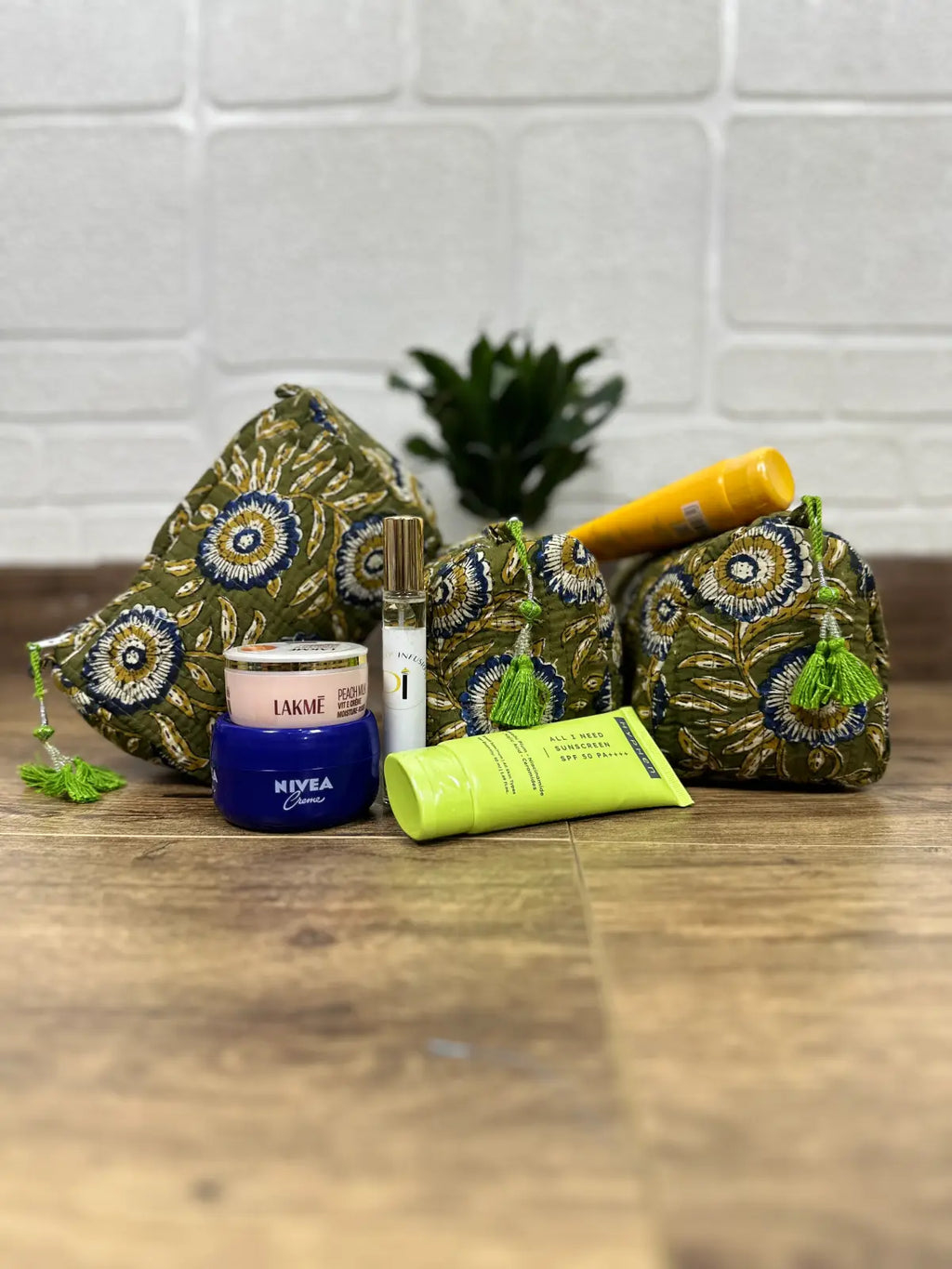 block-printed Toiletry & Makeup Bag