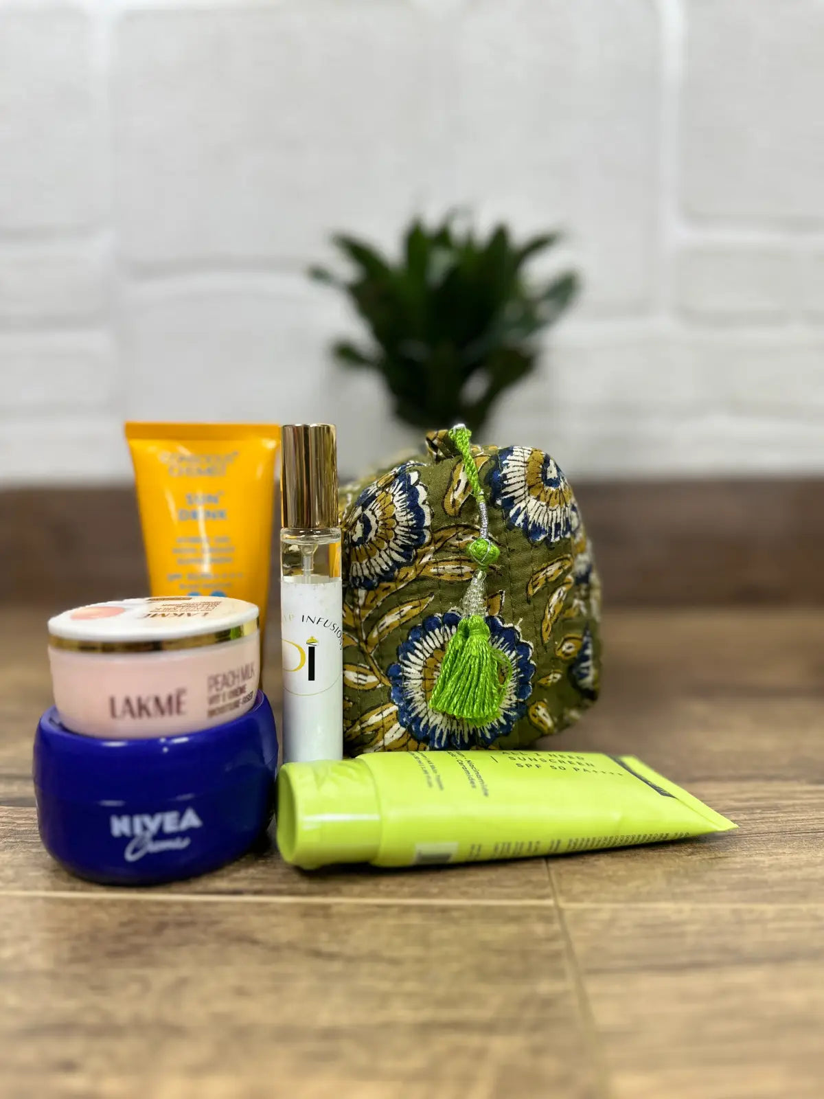 Block Print Toiletry & Makeup Bag | Quilted Wash Bag