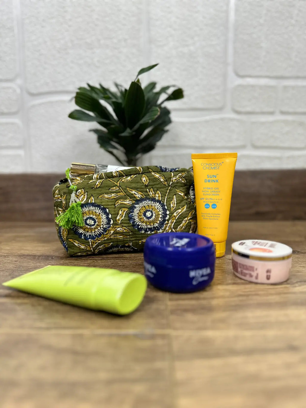 block-printed Toiletry & Makeup Bag