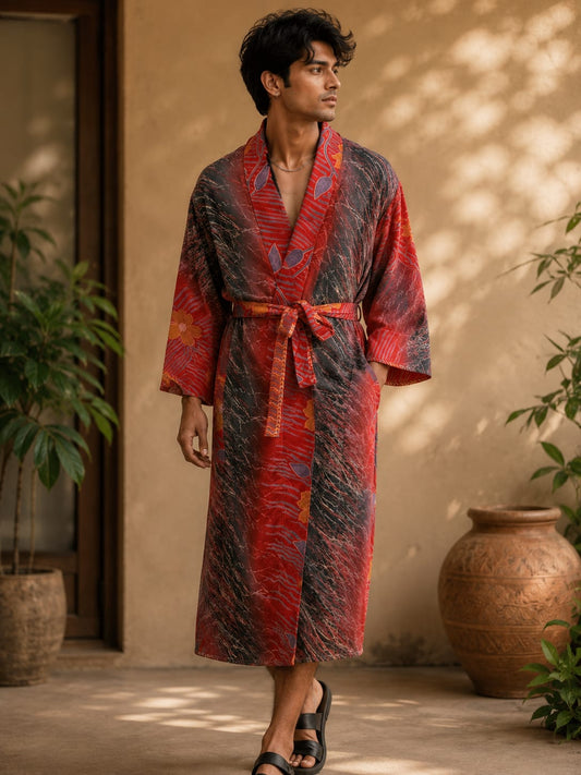 Silky Soft Mens Kimono Robe | Masculine Elegant Classic Sustainable Vintage House Robe gift, Timeless Comfy Lounge Beach Cover Up, Nightwear