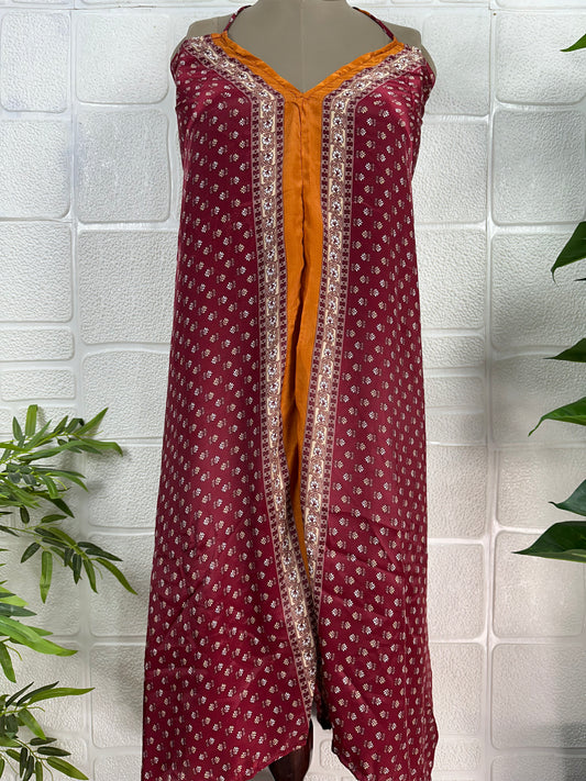 Handmade Floral Halter Maxi Dress: Vintage Boho Sundress
