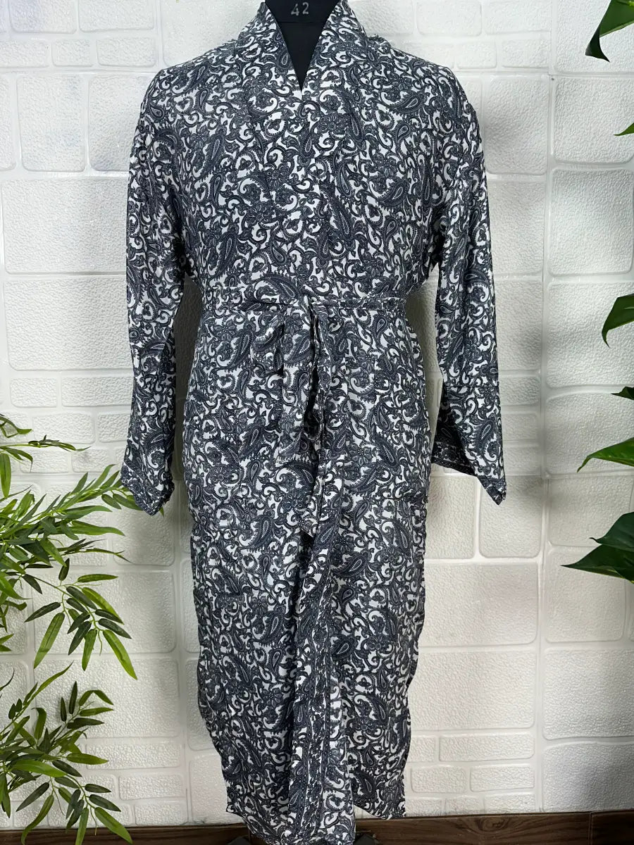 Men's Silk Long Kimono Robe