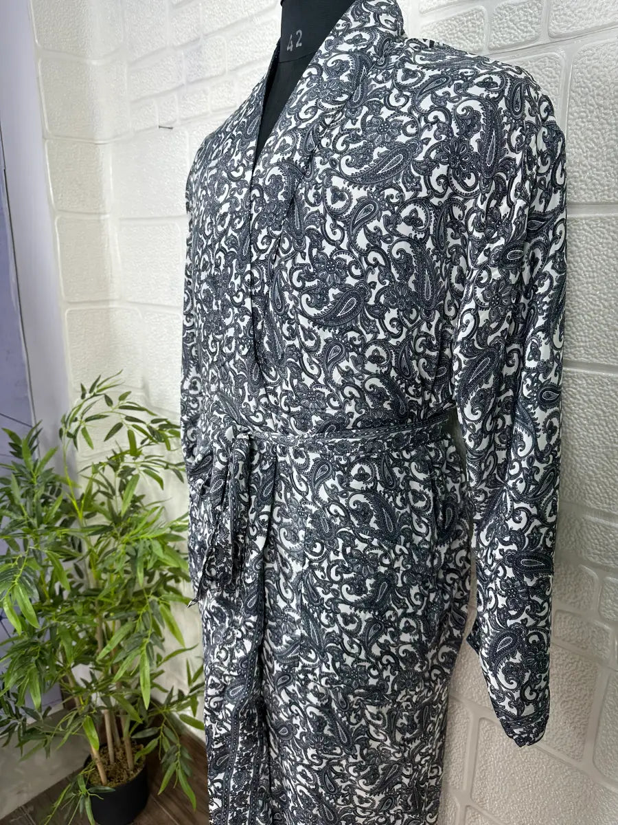 Men's Silk Long Kimono Robe