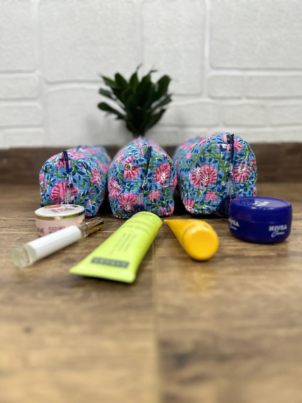 block-printed Toiletry & Makeup Bag