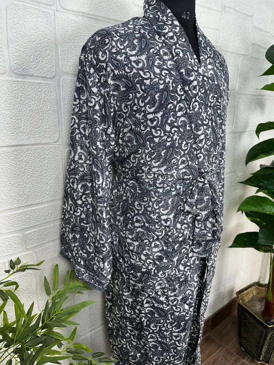 Men's Silk Long Kimono Robe