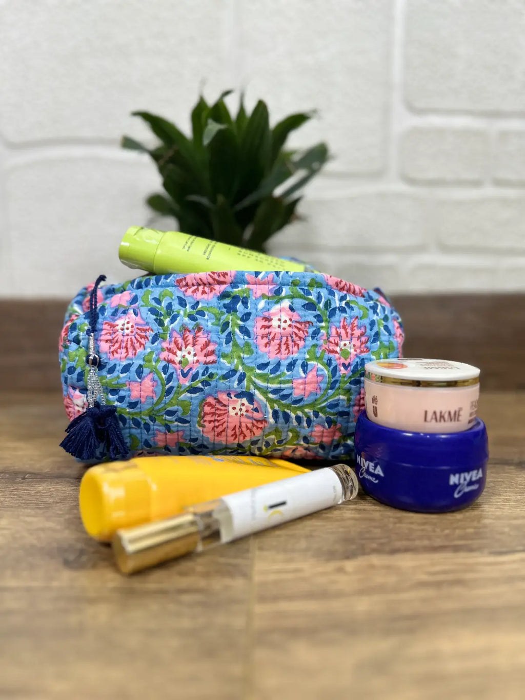 block-printed Toiletry & Makeup Bag