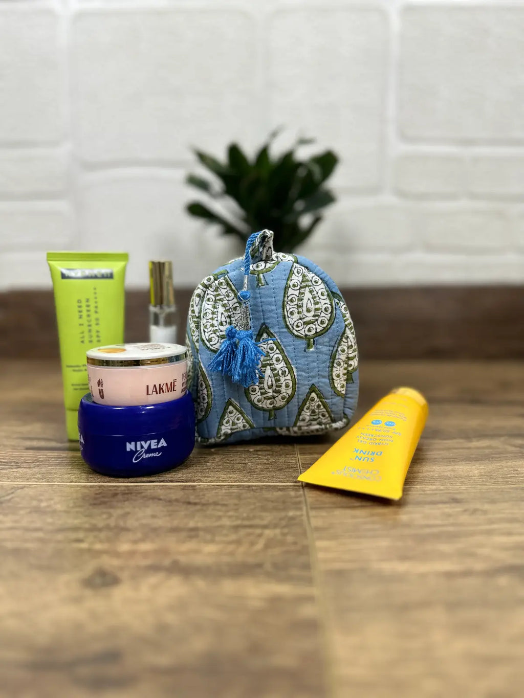 block-printed Toiletry & Makeup Bag