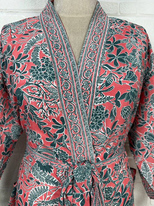 Silk Blend Kimono Robe: Floral Dressing Gown, Plus Size Sleepwear