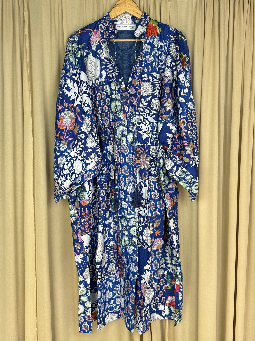 Women's Cotton Patchwork Dress in blue
